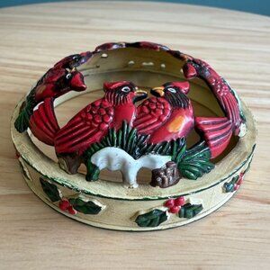 Yankee Candle Red Cardinal Birds Illuma Lid Topper Retired Christmas Décor